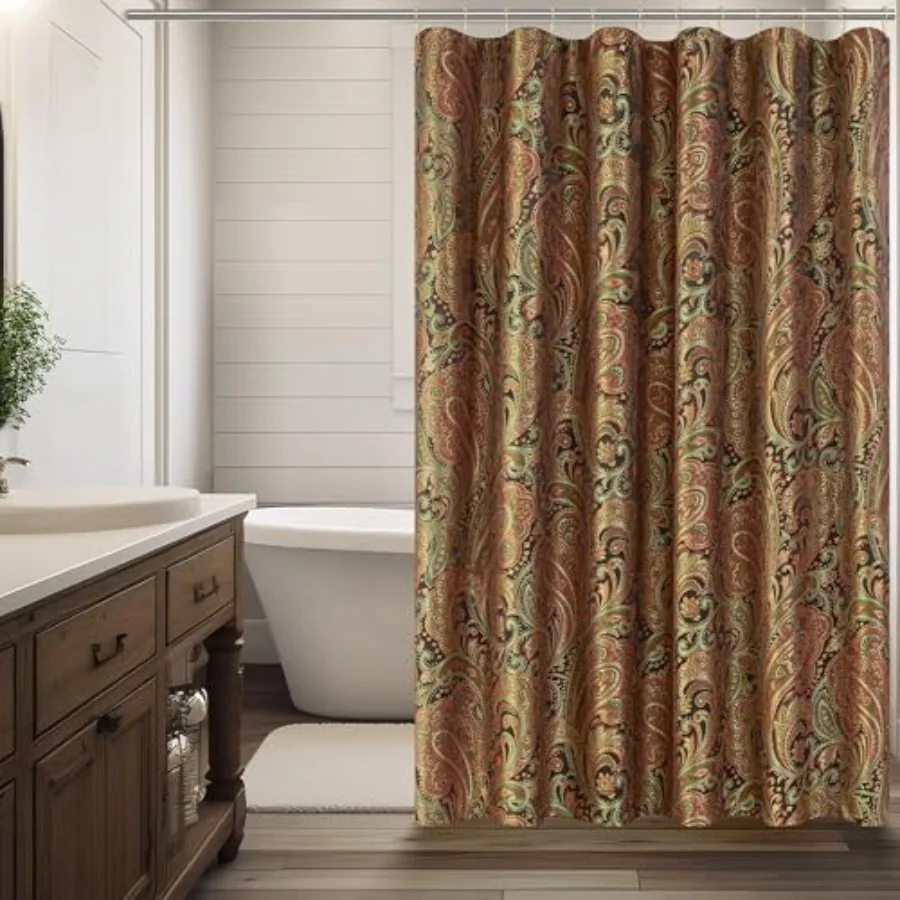 Textured Fabric Shower Curtain Set with 12 Metal Hooks, Classic Paisley Design Bathroom Shower Curtain Sets, Waterproof Heavywe
Textured Fabric Shower Curtain Set with 12 Metal Hooks, Classic Paisley Design Bathroom Shower Curtain Sets, Waterproof Heavywe