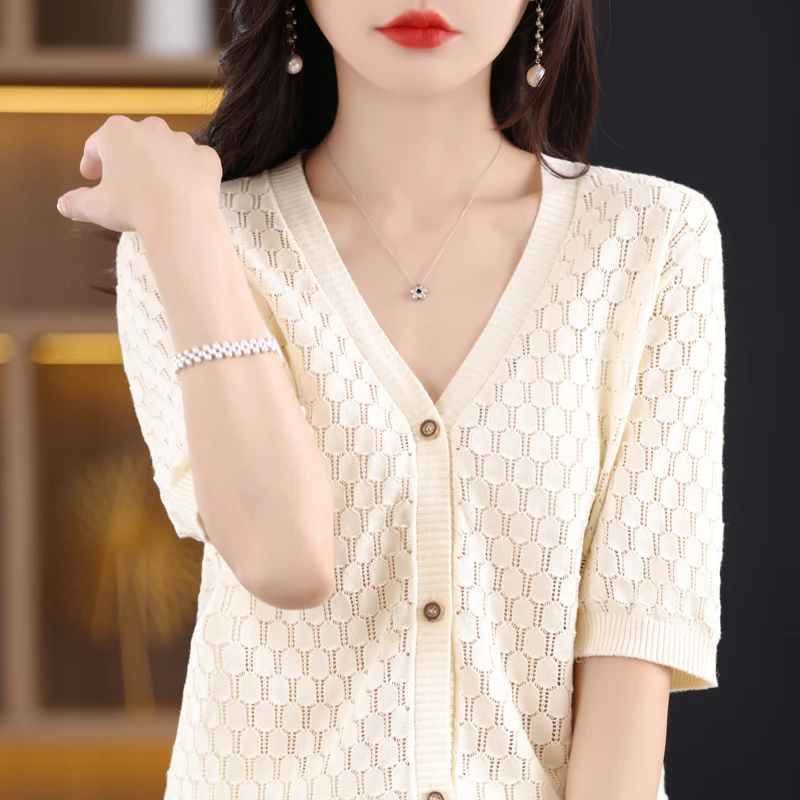 100% Pure Cotton Knitted Short Sleeve Open Cardigan Women's Light Outerwear Shawl Summer Matching Strap Silk Sun Protection Top
100% Pure Cotton Knitted Short Sleeve Open Cardigan Women's Light Outerwear Shawl Summer Matching Strap Silk Sun Protection Top