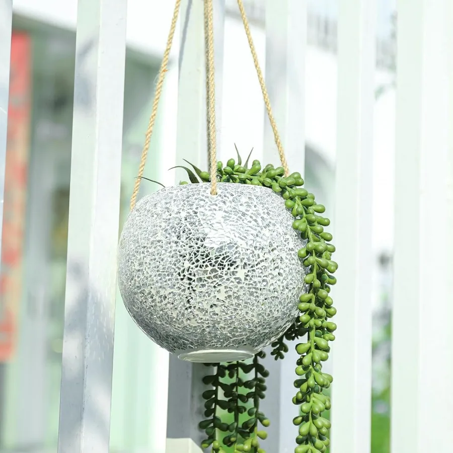 Hanging Planter Mosaic Garden Pot Small Flower Pot for Indoor Plant Disco Ball Hanging Planter with Drainage Sliver
Hanging Planter Mosaic Garden Pot Small Flower Pot for Indoor Plant Disco Ball Hanging Planter with Drainage Sliver