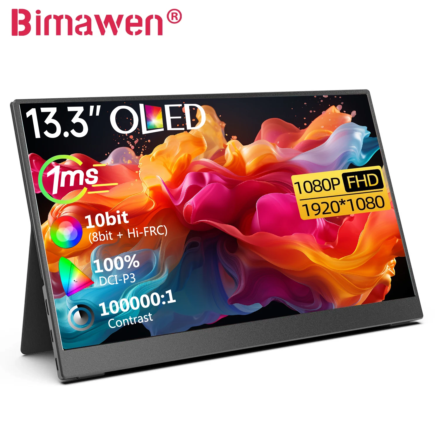 Bimawen 13.3inch OLED Portable Monitor with FHD Screen Response 1ms Vivid Color 10bit 100%DCI-P3 Mini PC Monitor for Xbox Switch
Bimawen 13.3inch OLED Portable Monitor with FHD Screen Response 1ms Vivid Color 10bit 100%DCI-P3 Mini PC Monitor for Xbox Switch