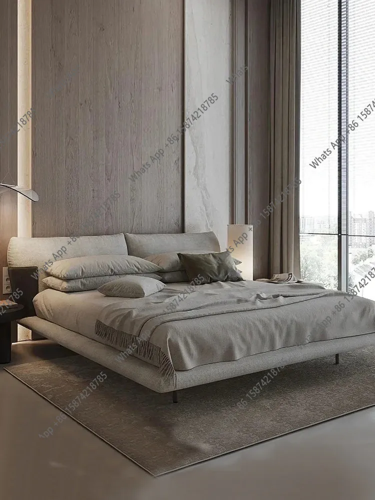 B Bed: Italian Minimalist Designer Fabric Master Bedroom Double 1.8m Cat Ear Suspension Soft Bed Minimalist Minimalist Italian S
B Bed: Italian Minimalist Designer Fabric Master Bedroom Double 1.8m Cat Ear Suspension Soft Bed Minimalist Minimalist Italian S