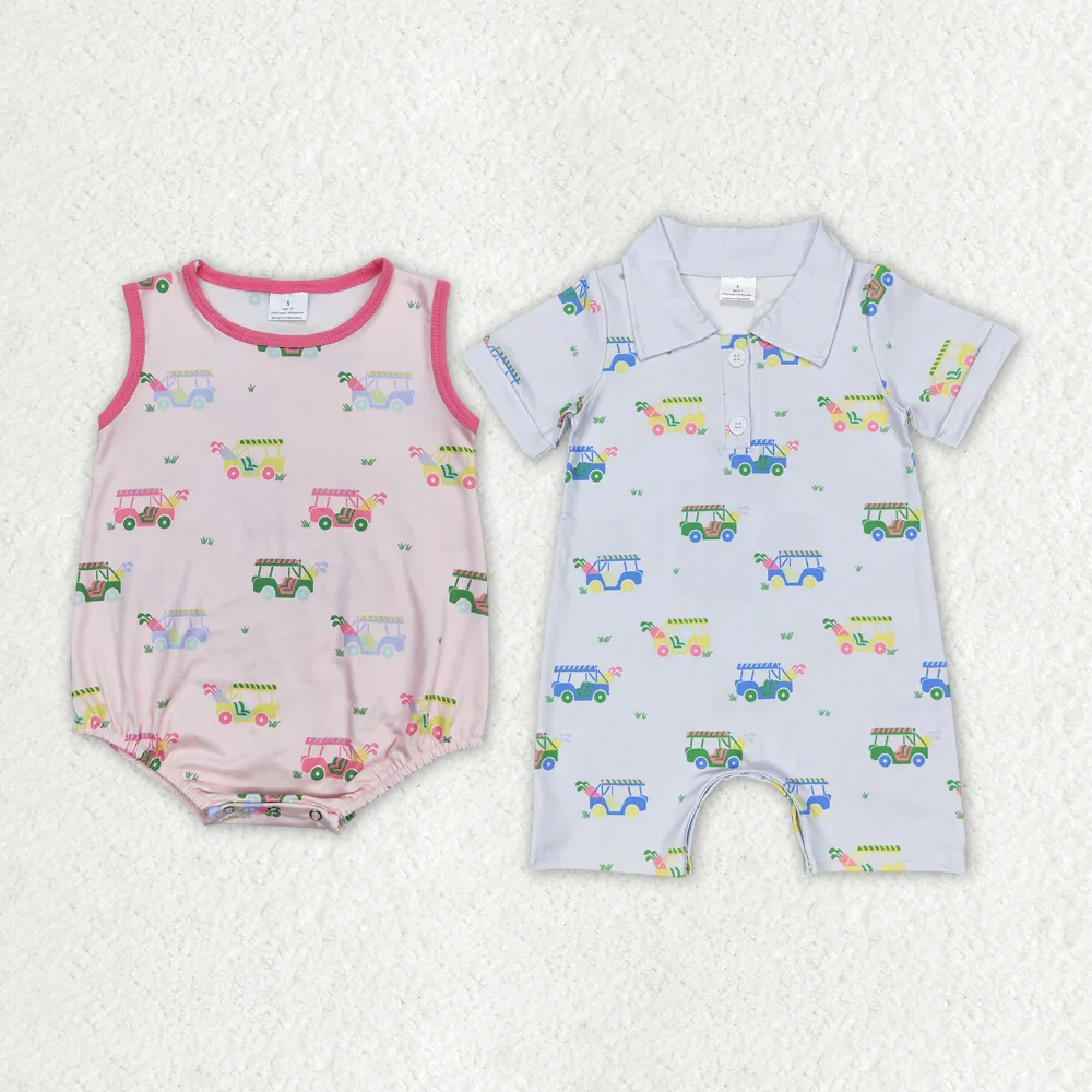 SR0982 New Arrival baby rompers boys Golf cart blue short-sleeved romper Wholesale Summer rompers Boutique baby girls clothes
SR0982 New Arrival baby rompers boys Golf cart blue short-sleeved romper Wholesale Summer rompers Boutique baby girls clothes