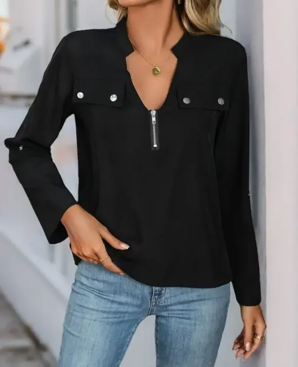 2026 Autumn New Women's Clothing Casual Pullover Temperament Fashion V-Neck Zipper Solid Color Long Sleeve Shirt for Women
2026 Autumn New Women's Clothing Casual Pullover Temperament Fashion V-Neck Zipper Solid Color Long Sleeve Shirt for Women