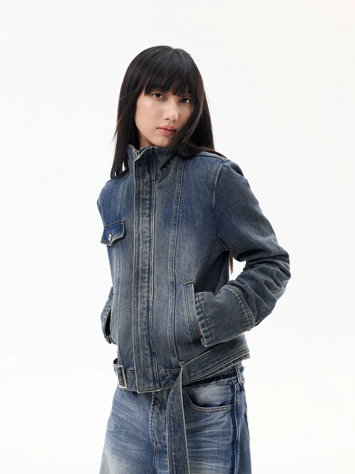 DUSKLIT Blue Washed Motorcycle Jacket Women's Short Slim Fit Waistcoat Short Outerwear Casual Style Cotton Denim Zipper Closure
DUSKLIT Blue Washed Motorcycle Jacket Women's Short Slim Fit Waistcoat Short Outerwear Casual Style Cotton Denim Zipper Closure