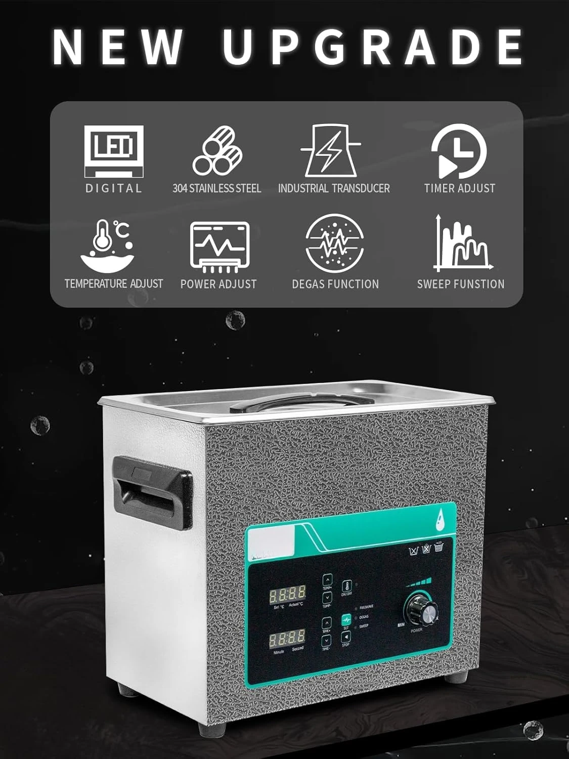 Ultrasonic Cleaner 6L, Sweep Function, 180W Power Adjustable Ultrasonic Parts Cleaner for Cleaning Carburetor,New Popularity
Ultrasonic Cleaner 6L, Sweep Function, 180W Power Adjustable Ultrasonic Parts Cleaner for Cleaning Carburetor,New Popularity