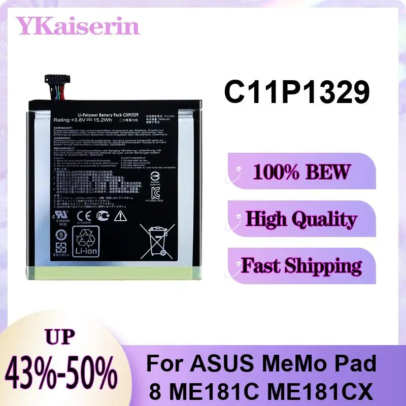 C11P1329 Tablet Battery 3948Mah Safe And Reliable For Asus Memo Pad 8 ME181C ME181CX
C11P1329 Tablet Battery 3948Mah Safe And Reliable For Asus Memo Pad 8 ME181C ME181CX
