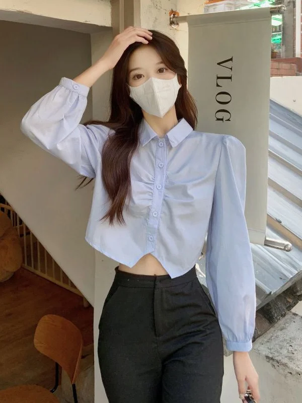 Fashionable Early Spring Shirt Women's Short Design Sensation White Pleated Asymmetrical Long Sleeve Elegant Chic Blouse
Fashionable Early Spring Shirt Women's Short Design Sensation White Pleated Asymmetrical Long Sleeve Elegant Chic Blouse