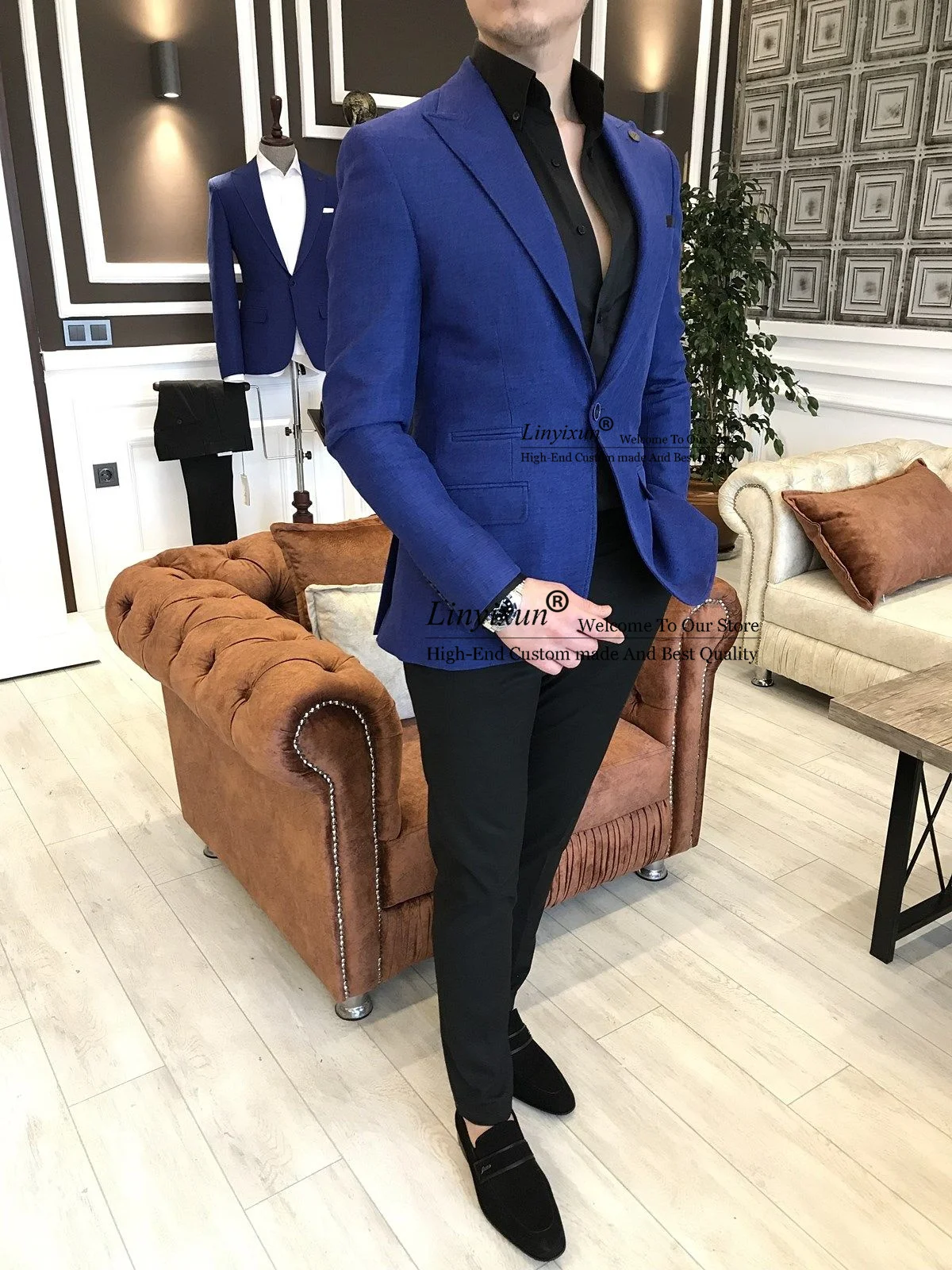 Formal Navy Blue Groom Wedding Tuxedos Slim Fit Men Suit Peak Lapel Business Male Blazers Sets 2 Pieces Groomsmen Costume Homme
Formal Navy Blue Groom Wedding Tuxedos Slim Fit Men Suit Peak Lapel Business Male Blazers Sets 2 Pieces Groomsmen Costume Homme