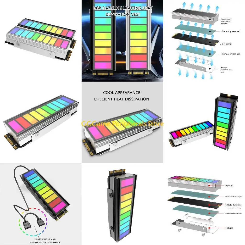 U55B Универсальный радиатор твердотельного накопителя M.2 с подсветкой ARGB для улучшения охлаждения системы и визуальной M.2
U55B Универсальный радиатор твердотельного накопителя M.2 с подсветкой ARGB для улучшения охлаждения системы и визуальной M.2