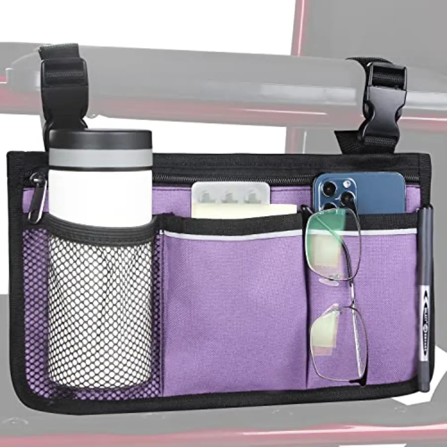 Wheelchair Side Bag, Armrest Storage Pouch with Cup Holder and Reflective Strip Use of Waterproof Fabric, for Most Wheelchairs,
Wheelchair Side Bag, Armrest Storage Pouch with Cup Holder and Reflective Strip Use of Waterproof Fabric, for Most Wheelchairs,
