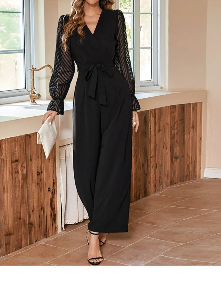 Women's Clothing Solid Color Slim Jumpsuits For Woman See Through Lace Commuting Temperament Casual Simple Style Trendy Leace-up
Women's Clothing Solid Color Slim Jumpsuits For Woman See Through Lace Commuting Temperament Casual Simple Style Trendy Leace-up