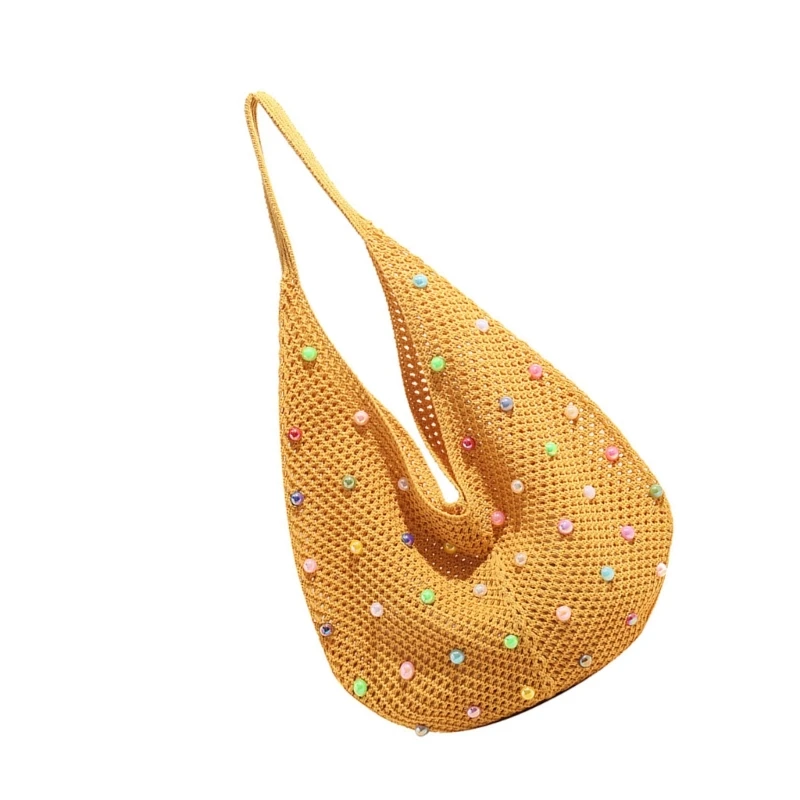 652F Women Crochet Shoulder Bag with Colored Beads Handbag Lovely Armpit Bag Fashion Beach Bag for Travel
652F Women Crochet Shoulder Bag with Colored Beads Handbag Lovely Armpit Bag Fashion Beach Bag for Travel
