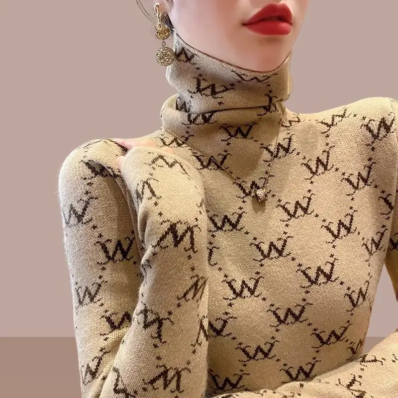 Women Clothing Elegant Chic Letter Knit Pullovers Autumn Winter Vintage All-match Long Sleeve Slim Sweaters Lady Turtleneck Top
Women Clothing Elegant Chic Letter Knit Pullovers Autumn Winter Vintage All-match Long Sleeve Slim Sweaters Lady Turtleneck Top