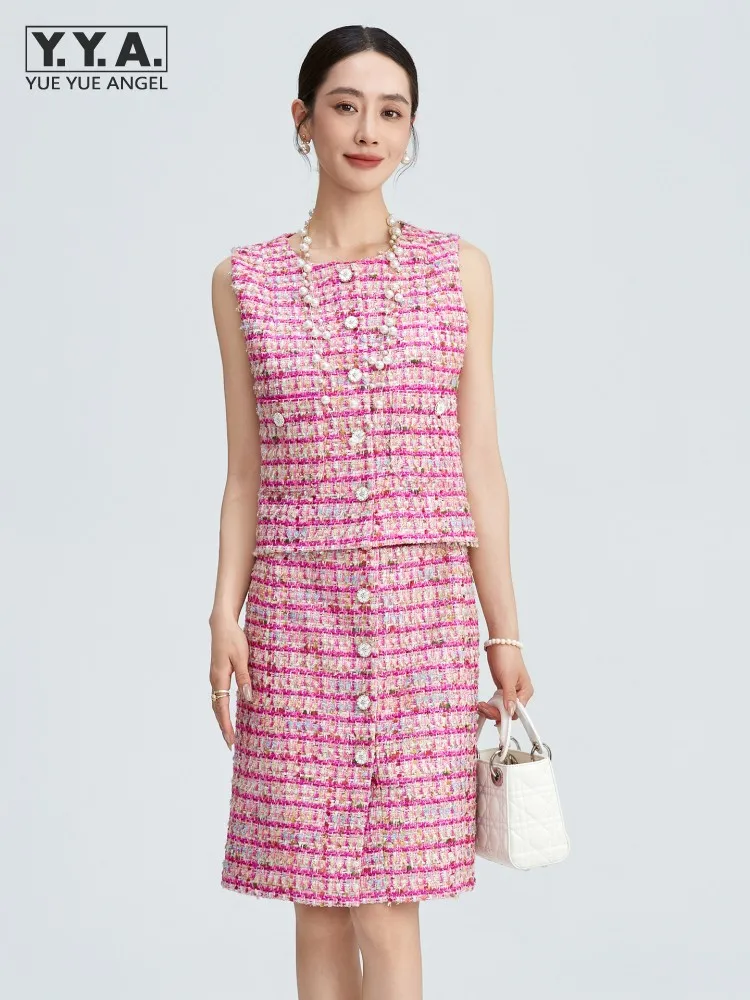 Womens Spring Summer New Style Tweed O-Neck Sets Half Skirt Knee Length Skirts Outfits Sleeveless Vest Top Elegant Matching Set
Womens Spring Summer New Style Tweed O-Neck Sets Half Skirt Knee Length Skirts Outfits Sleeveless Vest Top Elegant Matching Set