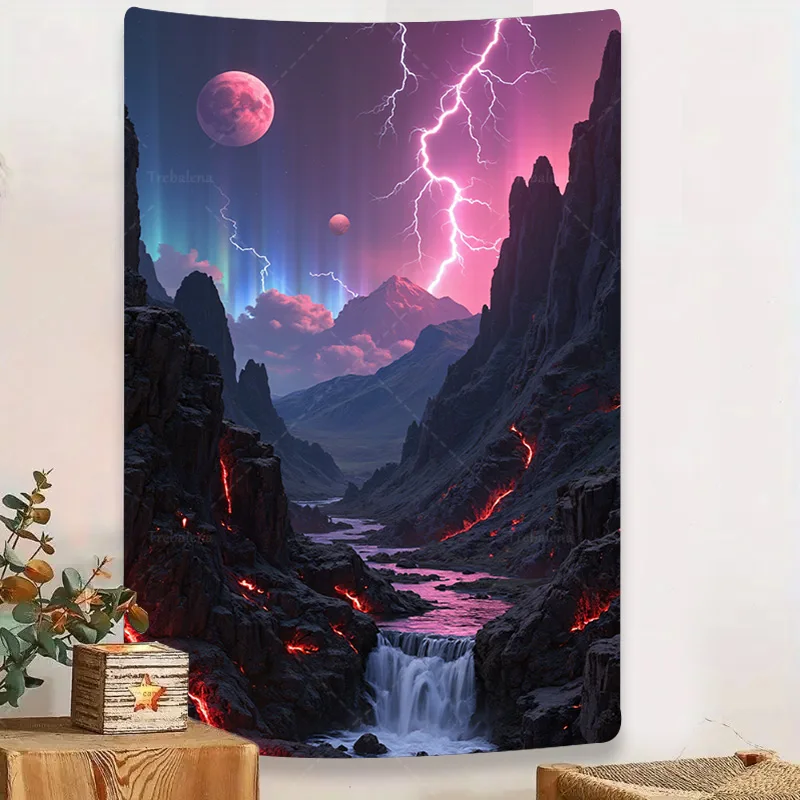 1pc Wall Tapestry "Galactic Canyon Tapestry with Lightning and Planets, Futuristic Landscape Wall Art"
1pc Wall Tapestry "Galactic Canyon Tapestry with Lightning and Planets, Futuristic Landscape Wall Art"