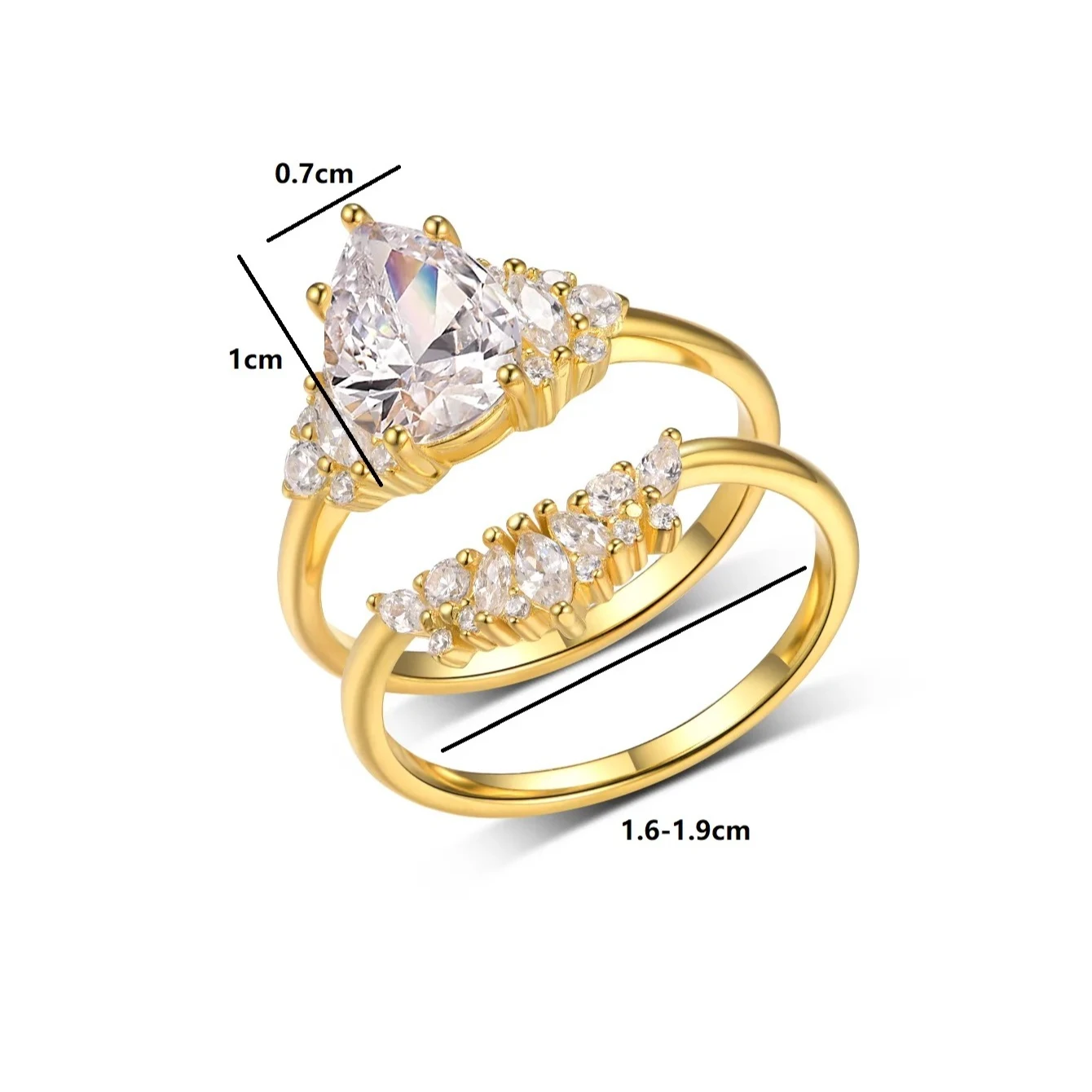 S925 Sterling Silver Water Drop 2CT Moissanite Ring Set Fine Jewelry Gold Plated 18k Suitable for Gift Giving Birthday Gift
S925 Sterling Silver Water Drop 2CT Moissanite Ring Set Fine Jewelry Gold Plated 18k Suitable for Gift Giving Birthday Gift
