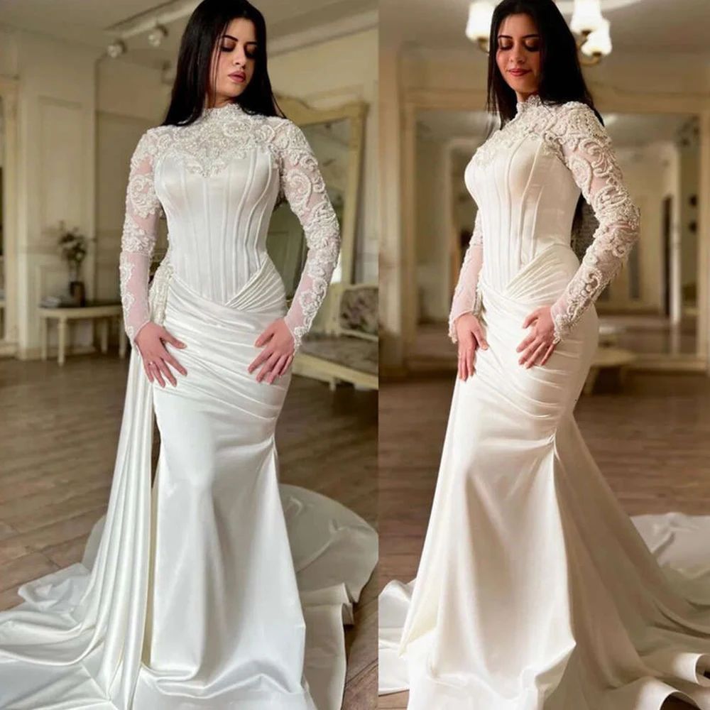 Glamorous Wedding Dress Customized High Neck Sequins Long Sleeves Sweep Train Vestidos Noivas Long Sleeves Fashion Bridal Gown
Glamorous Wedding Dress Customized High Neck Sequins Long Sleeves Sweep Train Vestidos Noivas Long Sleeves Fashion Bridal Gown