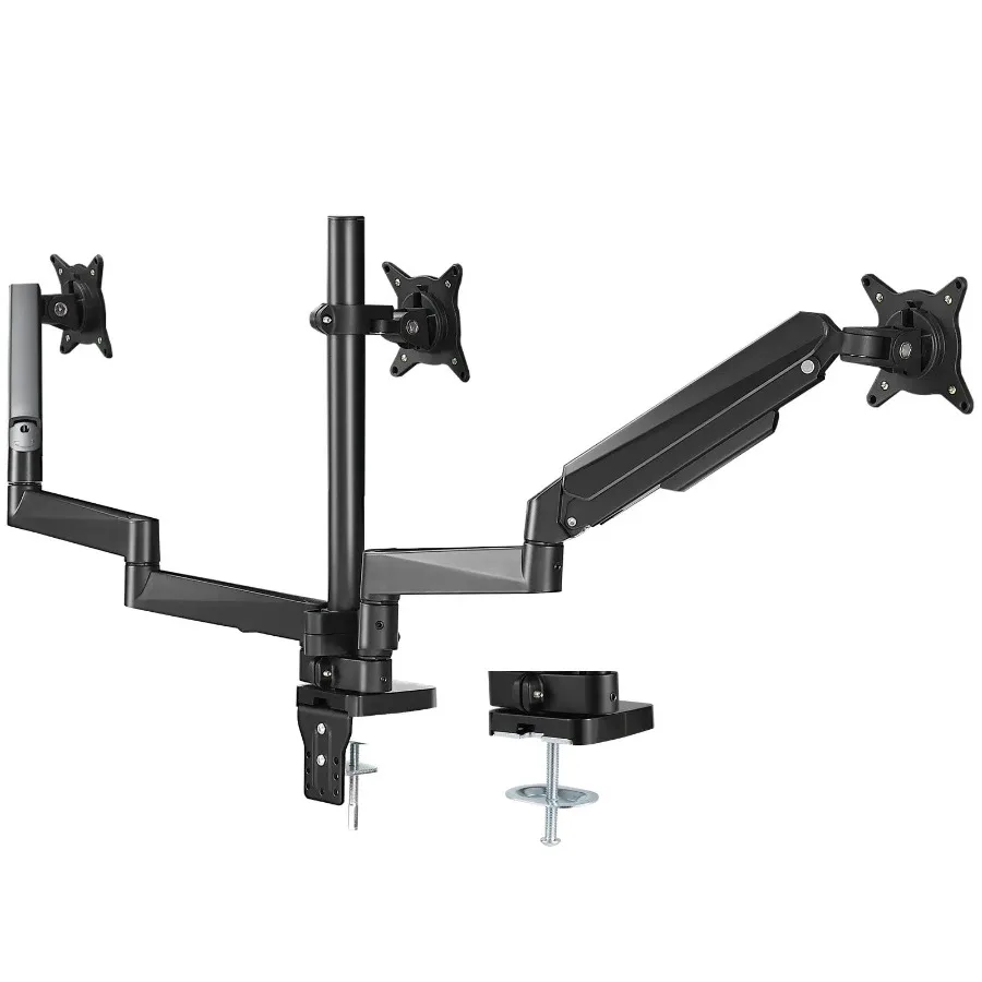 Triple Monitor Mount Supports 13-27 Screens Fully Adjustable Gas Spring Monitor Arm Holds up to 20 lbs per Arm Triple Monitor
Triple Monitor Mount Supports 13-27 Screens Fully Adjustable Gas Spring Monitor Arm Holds up to 20 lbs per Arm Triple Monitor