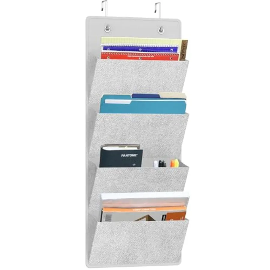 Over the Door Hanging Wall File Organizer, 4 Pocket File Holder with 13" Width for Office Supplies Storage, Grey
Over the Door Hanging Wall File Organizer, 4 Pocket File Holder with 13" Width for Office Supplies Storage, Grey
