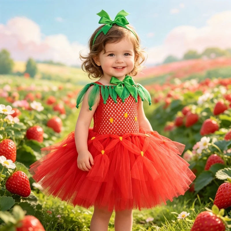 Cute strawberry printed multi-layer tulle tutu dress, soft and breathable kids princess dress for daily casual and party wear
Cute strawberry printed multi-layer tulle tutu dress, soft and breathable kids princess dress for daily casual and party wear