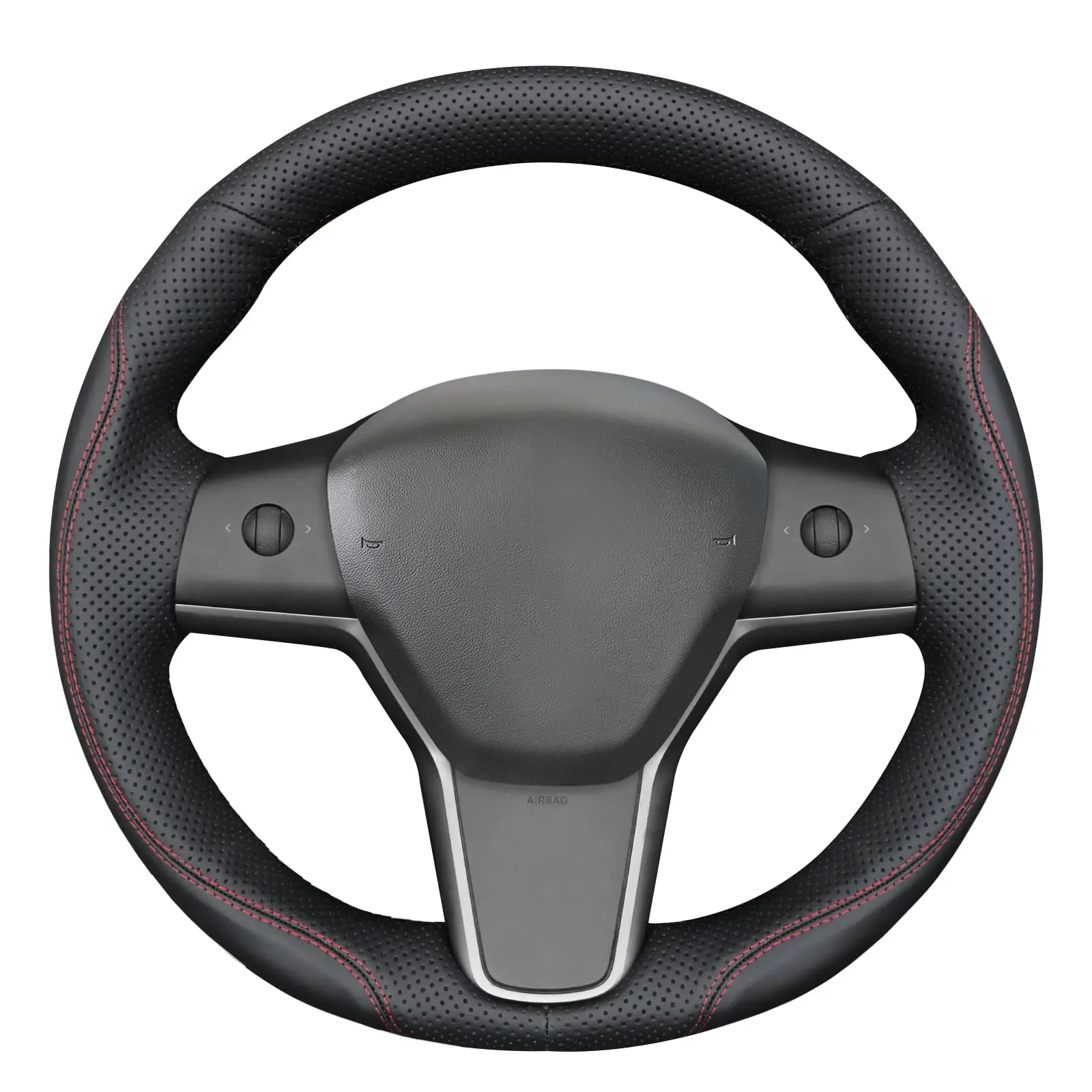 Black Perforated Leather Steering Wheel Cover With Red Stitching For Model 3 (2017-2023) And Model Y (2020-2023)
Black Perforated Leather Steering Wheel Cover With Red Stitching For Model 3 (2017-2023) And Model Y (2020-2023)