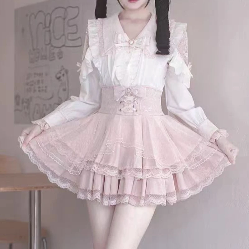 2026 Японская юбка Kawaii Lolita, комплекты женской милой кружевной блузки с открытыми плечами и бантом, мини-юбка с высокой талией, готический Y2k JK, униформа, костюм
2026 Японская юбка Kawaii Lolita, комплекты женской милой кружевной блузки с открытыми плечами и бантом, мини-юбка с высокой талией, готический Y2k JK, униформа, костюм
