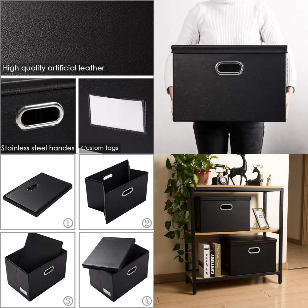 Складные кожаные контейнеры для хранения с крышками — 3 шт., органайзеры Black Cube для дома, спальни, шкафа, офиса (17,7x11,8x11,8)
Складные кожаные контейнеры для хранения с крышками — 3 шт., органайзеры Black Cube для дома, спальни, шкафа, офиса (17,7x11,8x11,8)