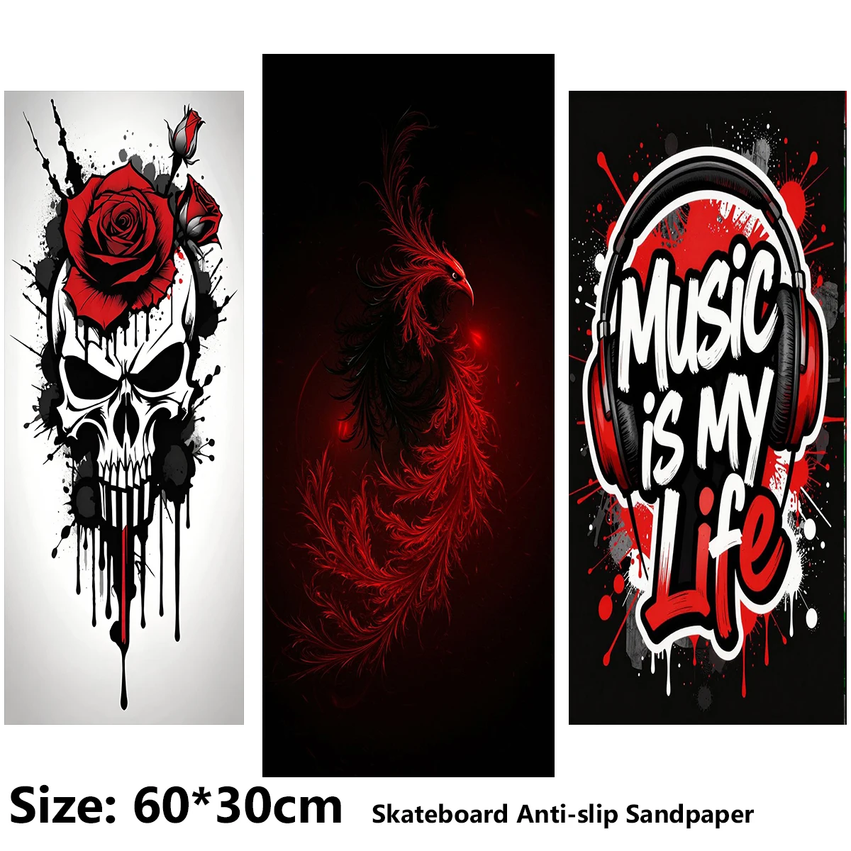 Electric Scooter Anti-slip Sticker Sandpaper Skateboard GripTape Sheet 60*30cm Red Rose and Phoenix Music Pattern
Electric Scooter Anti-slip Sticker Sandpaper Skateboard GripTape Sheet 60*30cm Red Rose and Phoenix Music Pattern