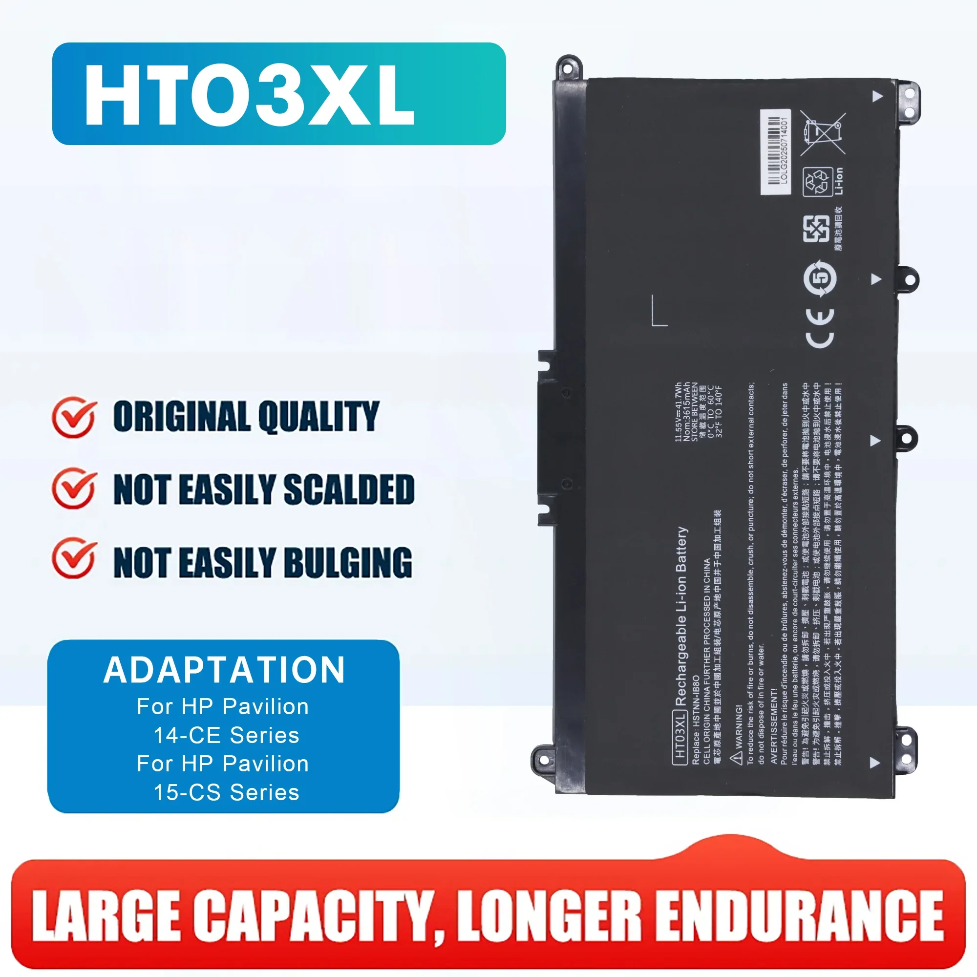 HT03XL Laptop Battery L11119-855 for HP Pavilion 14-CE 0025TU 14-CE0034TX 14-CF 14-DF 15-CS 15-DA 15-DB 15-DW 17-by 17-CA
HT03XL Laptop Battery L11119-855 for HP Pavilion 14-CE 0025TU 14-CE0034TX 14-CF 14-DF 15-CS 15-DA 15-DB 15-DW 17-by 17-CA