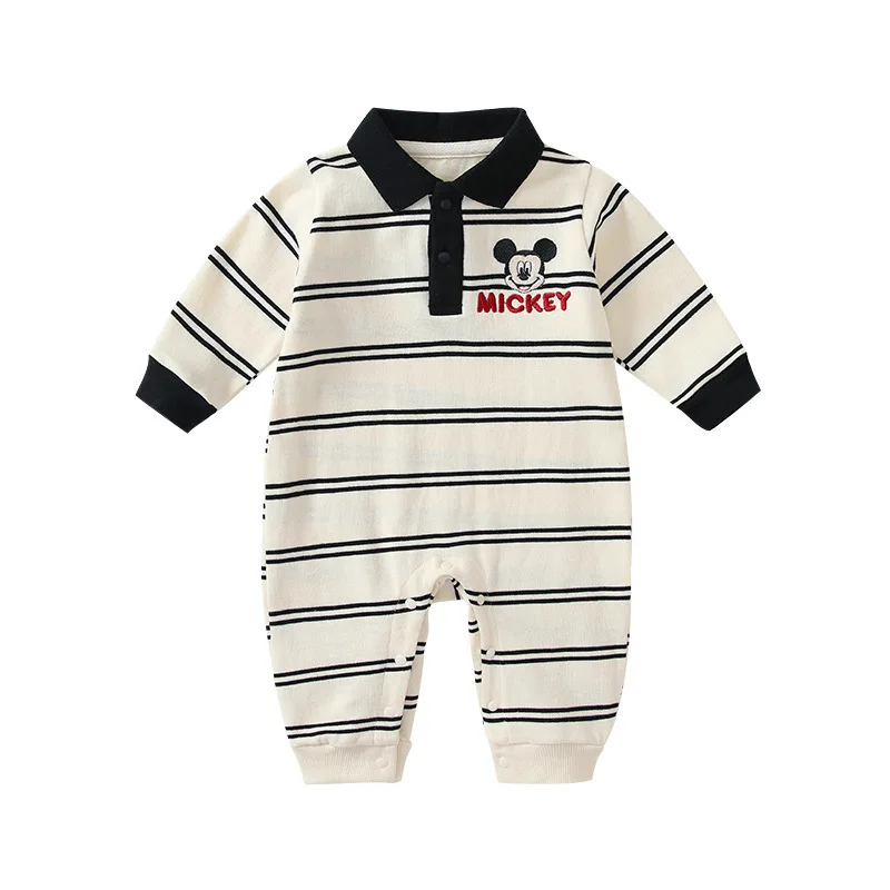 MINISO Mickey Baby Boy Spring Lapel Striped Onesie Outdoor Clothes Cotton Jumpsuit Infant Romper Soft 0-12 Months Bodysuits
MINISO Mickey Baby Boy Spring Lapel Striped Onesie Outdoor Clothes Cotton Jumpsuit Infant Romper Soft 0-12 Months Bodysuits
