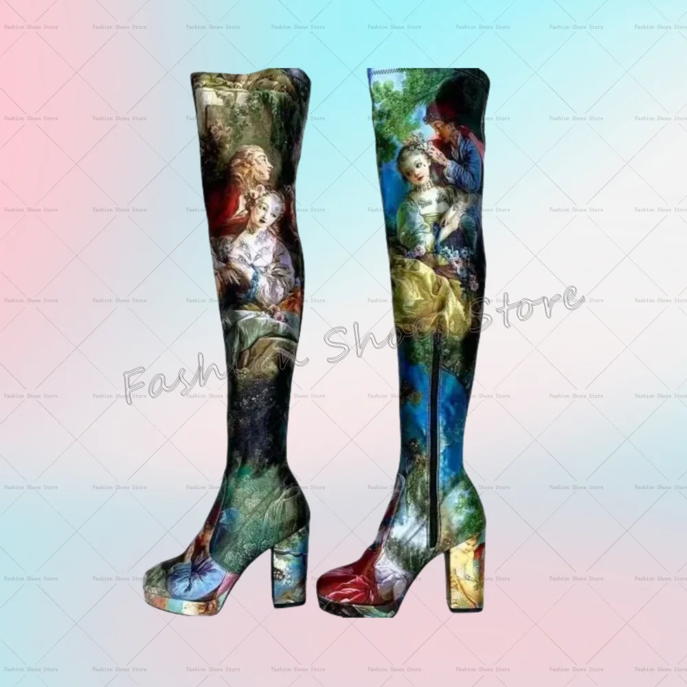 Mixed Color Print Side Zipper Boots Chunky High Heels High Heel Shoes for Women Heels 2025 New Zapatos Para Mujere
Mixed Color Print Side Zipper Boots Chunky High Heels High Heel Shoes for Women Heels 2025 New Zapatos Para Mujere