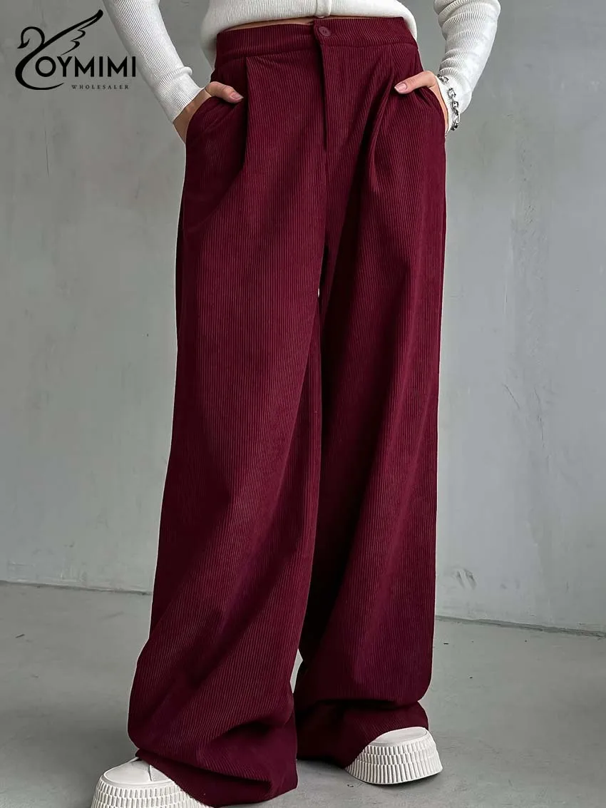 Oymimi Fashion Wine Red Slim Women's Pants Elegant High Waisted Button Pockets Trousers Casual Straight Full Length Pants Female
Oymimi Fashion Wine Red Slim Women's Pants Elegant High Waisted Button Pockets Trousers Casual Straight Full Length Pants Female