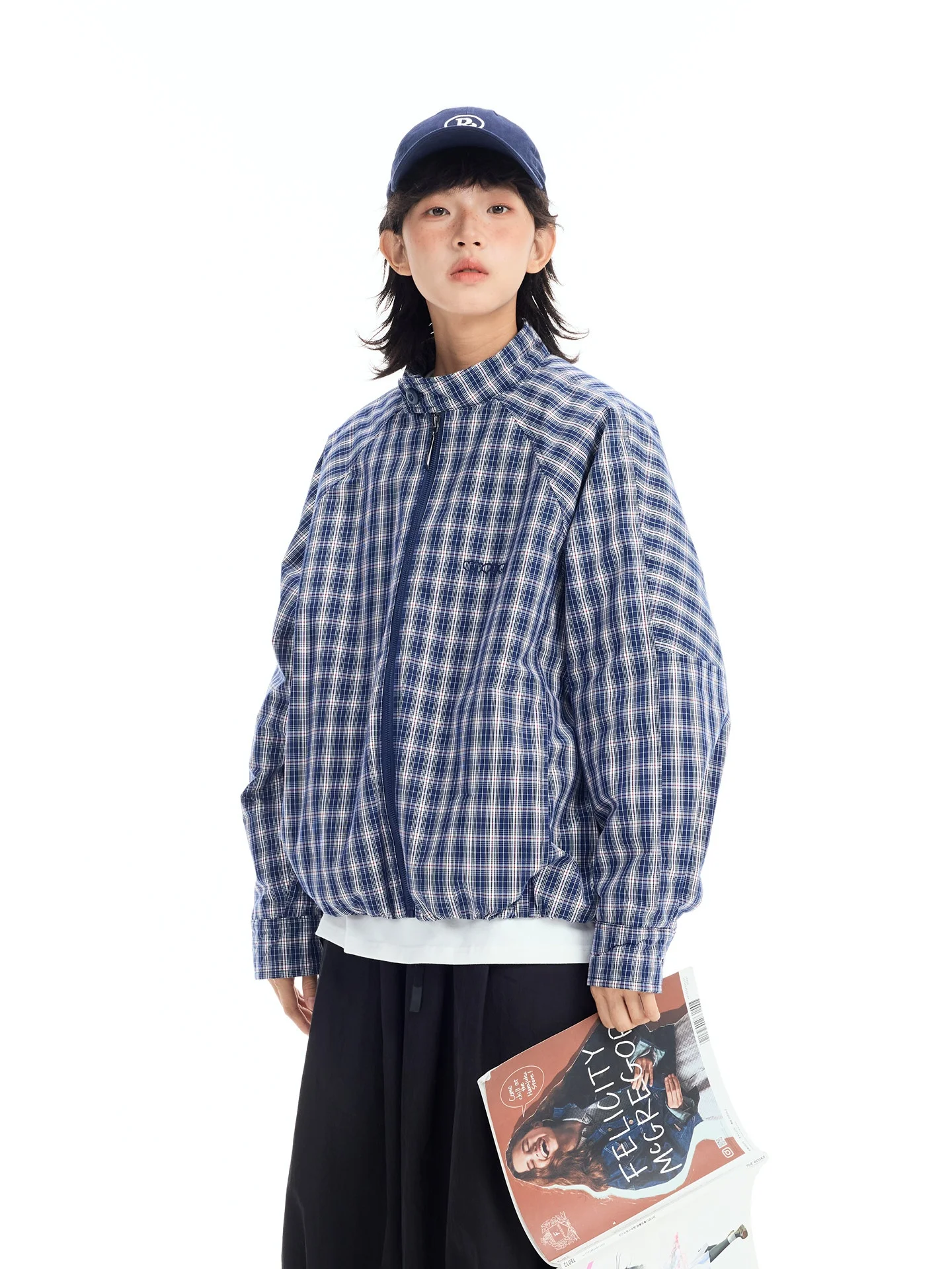 Blue Plaid Stand Collar Zipper Jaet Loose Casual ort Cotton Coat Flower Bud Silhouette Long Sve Commute Sle
Blue Plaid Stand Collar Zipper Jaet Loose Casual ort Cotton Coat Flower Bud Silhouette Long Sve Commute Sle