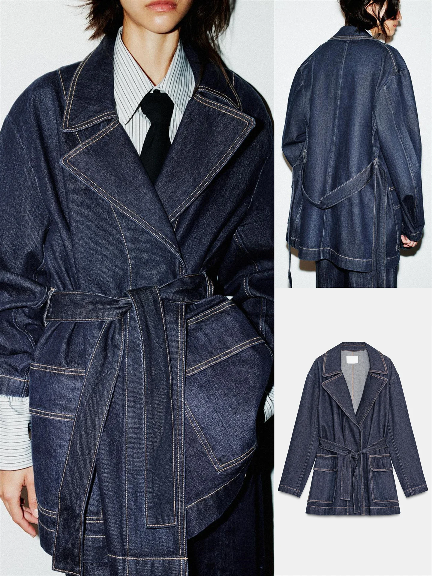 Fall New Women's Commute Faion Loose Collar Belted ort Denim Jaet Coat Casual Cotton Fabric Long Sve Pure Color
Fall New Women's Commute Faion Loose Collar Belted ort Denim Jaet Coat Casual Cotton Fabric Long Sve Pure Color