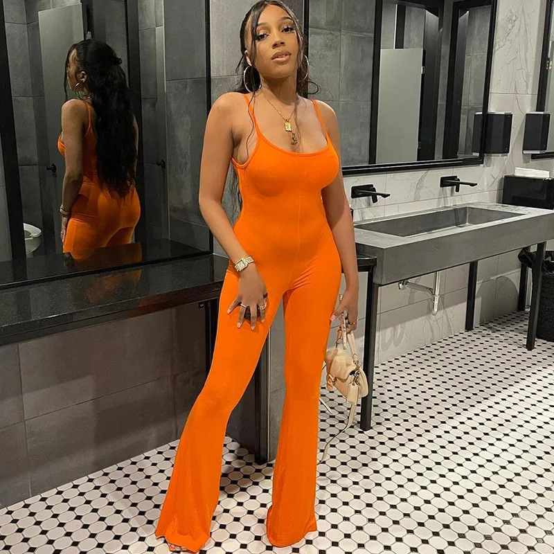 Spring 2023 Sexy U-neck Backless Slim Solid Color Suspender Rompers Jumpsuit Wide Leg Orange Flare Jumpsuits for Women Elegant
Spring 2023 Sexy U-neck Backless Slim Solid Color Suspender Rompers Jumpsuit Wide Leg Orange Flare Jumpsuits for Women Elegant