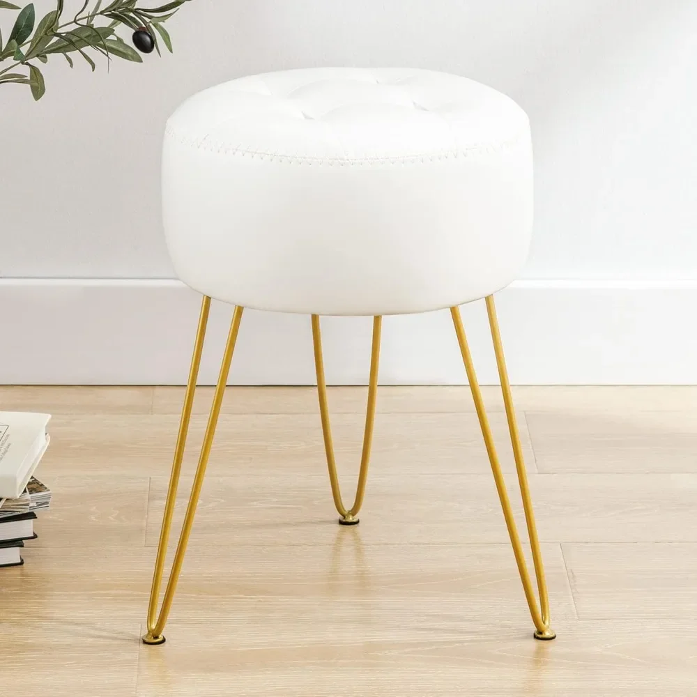 Faux Leather Vanity Stool Chair for Makeup Room, White Stool for Vanity, 19” Height, Tufted Vanity Chair Stool with Metal Legs
Faux Leather Vanity Stool Chair for Makeup Room, White Stool for Vanity, 19” Height, Tufted Vanity Chair Stool with Metal Legs