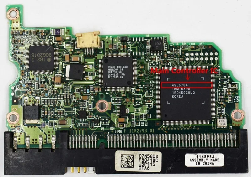 Печатная плата жесткого диска Hitachi: B 11K2793 01 F 11K2793 01 IC: 45L6704 /НАКЛЕЙКИ: 07N5808
Печатная плата жесткого диска Hitachi: B 11K2793 01 F 11K2793 01 IC: 45L6704 /НАКЛЕЙКИ: 07N5808