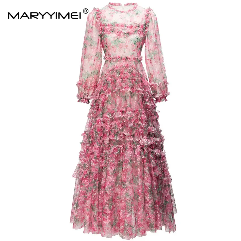 MARYYIMEI Fashion Designer Women's dress Lantern Sleeve Mesh Floral-Print Edible Tree Fungus Holiday Maxi Dresses
MARYYIMEI Fashion Designer Women's dress Lantern Sleeve Mesh Floral-Print Edible Tree Fungus Holiday Maxi Dresses