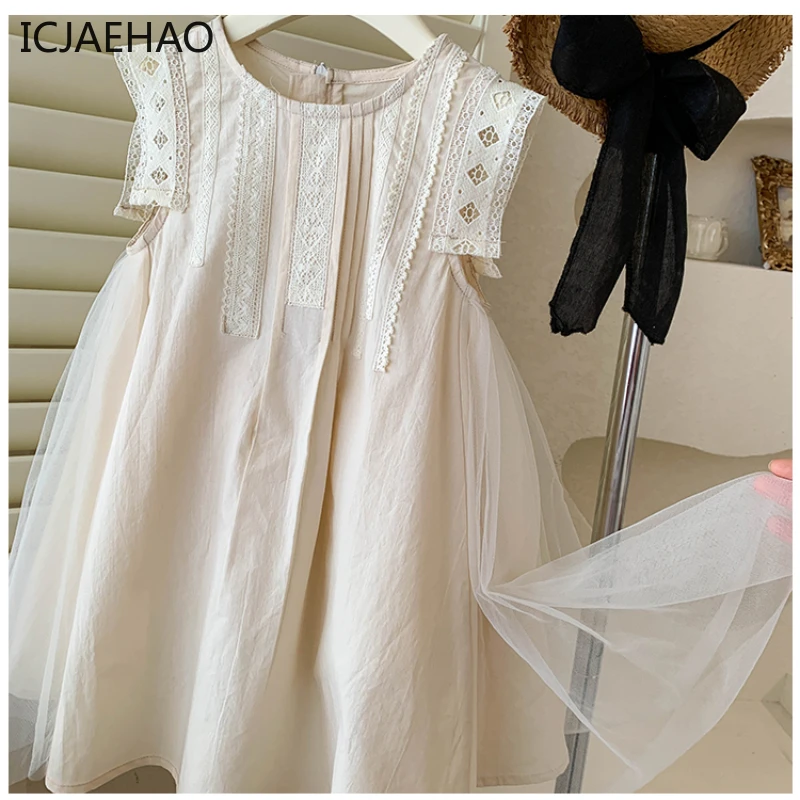 New 2-12 Years Children Sleeveless Loose Embroidery Lace Patchwork Cotton Dress For Baby Kids Girls Summer Matching Clothes
New 2-12 Years Children Sleeveless Loose Embroidery Lace Patchwork Cotton Dress For Baby Kids Girls Summer Matching Clothes