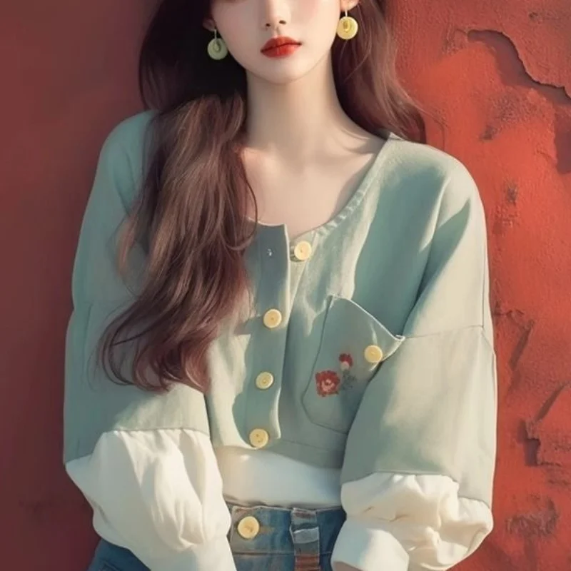 Spring New Patchwork Color Round Neck Lantern Long Sleeve Flower Loose Women's Wear High Quality Single Breasted Casual Shirt
Spring New Patchwork Color Round Neck Lantern Long Sleeve Flower Loose Women's Wear High Quality Single Breasted Casual Shirt