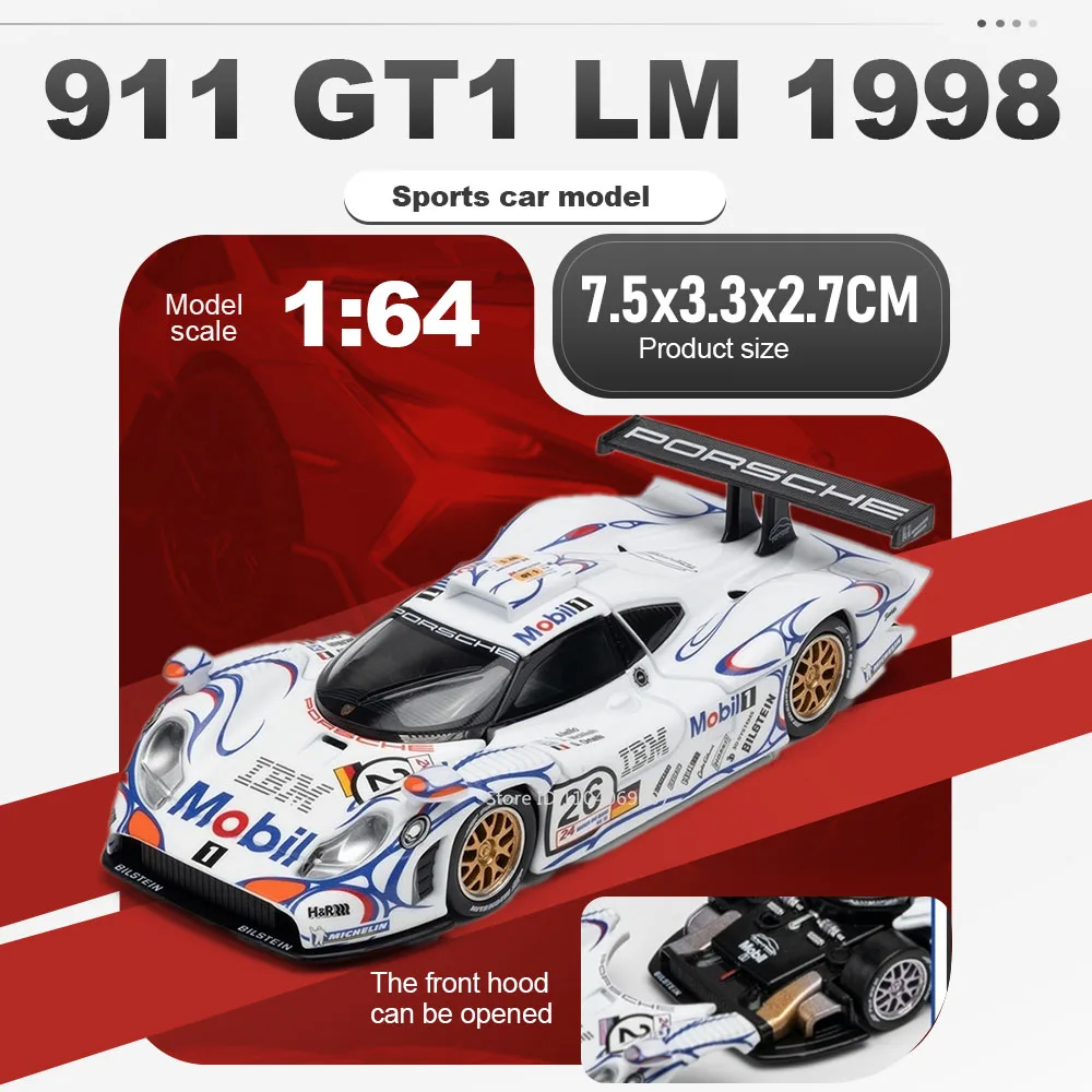 1:64 911 GT1 LM 1998 Model Supercar Toys Alloy Diecast 911 GT3 R Sports Cars Hood Opened Rubber Tires Miniature Models for Kids
1:64 911 GT1 LM 1998 Model Supercar Toys Alloy Diecast 911 GT3 R Sports Cars Hood Opened Rubber Tires Miniature Models for Kids