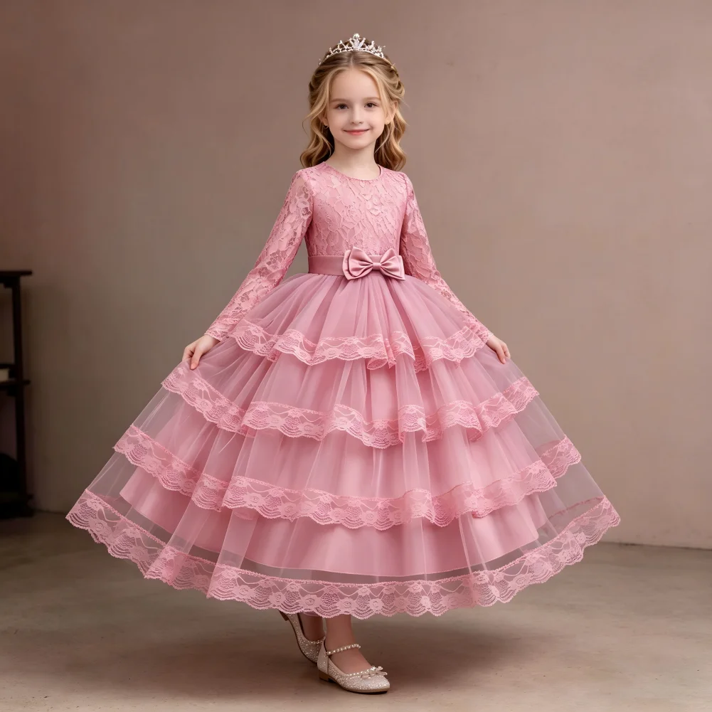 HETISO Long Sleeve Children Kids Dress Cute Bow Layered Tulle Girls Evening Prom Gown Embroidery Lace Festive Clothing
HETISO Long Sleeve Children Kids Dress Cute Bow Layered Tulle Girls Evening Prom Gown Embroidery Lace Festive Clothing