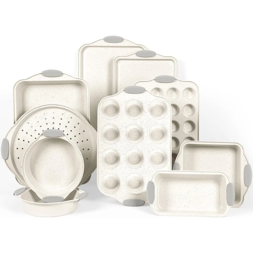 10-Piece Nonstick Baking Pans Set, Stackable Non-Toxic Bakeware Sets with Silicone Handle, Oven Pan Set for Cooking, Includes Ea
10-Piece Nonstick Baking Pans Set, Stackable Non-Toxic Bakeware Sets with Silicone Handle, Oven Pan Set for Cooking, Includes Ea