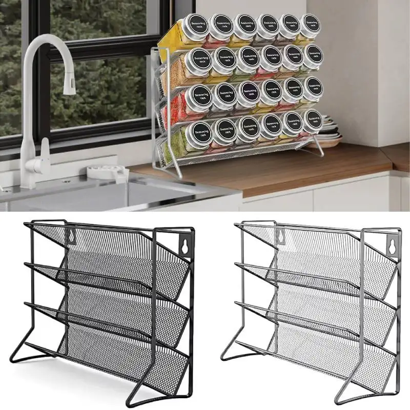 4 Tier Spice Jar Rack Wall Mounted Cupboard Storage Shelf Carbon Steel Spice Seasoning Organizer Kitchen Small Can Pantry Stand
4 Tier Spice Jar Rack Wall Mounted Cupboard Storage Shelf Carbon Steel Spice Seasoning Organizer Kitchen Small Can Pantry Stand