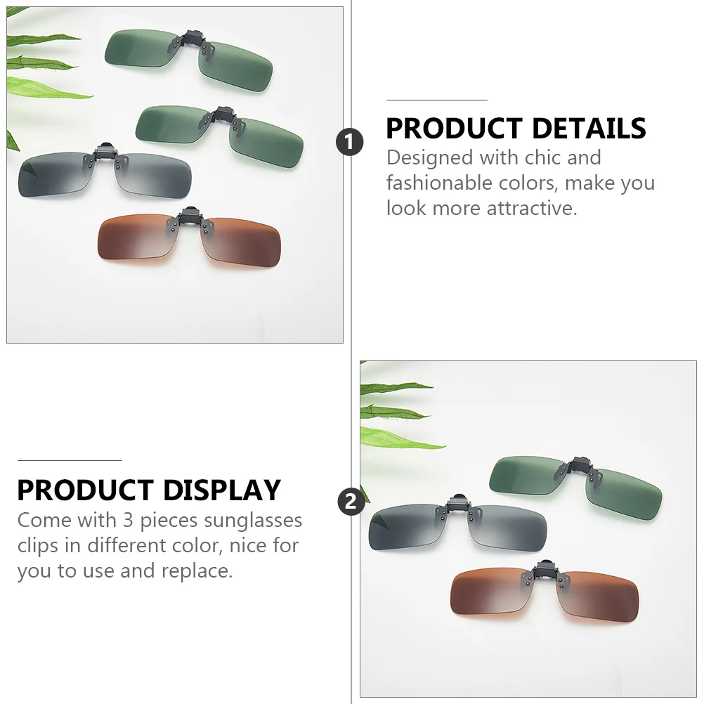 3Pcs Sunglasses Clip Polarized Lenses for Glasses Frames Fashion Colorful Options Secure Fit Driving Outdoor Sports Use
3Pcs Sunglasses Clip Polarized Lenses for Glasses Frames Fashion Colorful Options Secure Fit Driving Outdoor Sports Use