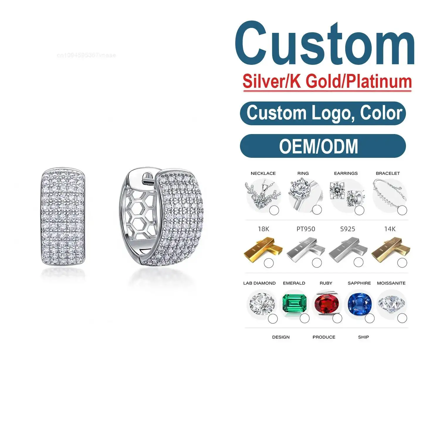 S925 Silver D-color Moissanite Hip-hop Earrings, European and American Style Full Diamond Hoop Earrings with GRA Certificate
S925 Silver D-color Moissanite Hip-hop Earrings, European and American Style Full Diamond Hoop Earrings with GRA Certificate