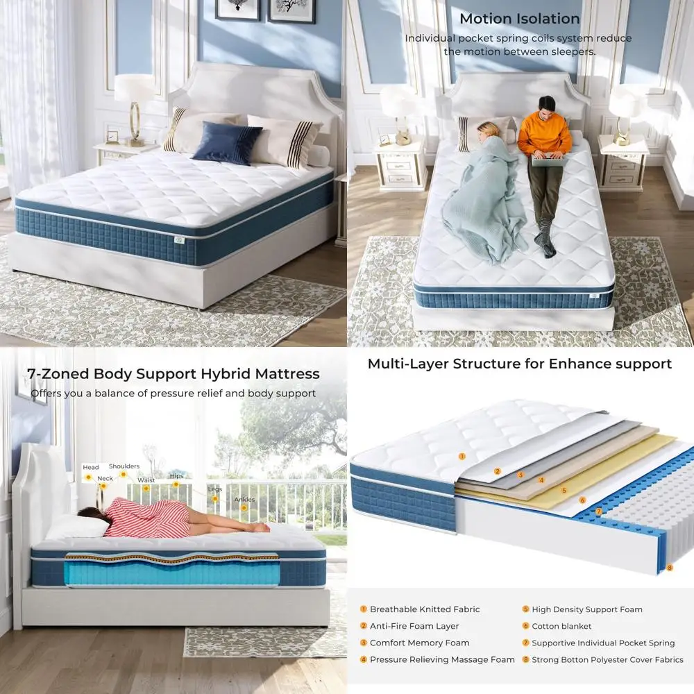 Hybrid Twin Mattress 10 Inches, Pocket Spring Twin Size Mattress in Box, Pressure Relief Mattress for Twin Beds
Hybrid Twin Mattress 10 Inches, Pocket Spring Twin Size Mattress in Box, Pressure Relief Mattress for Twin Beds