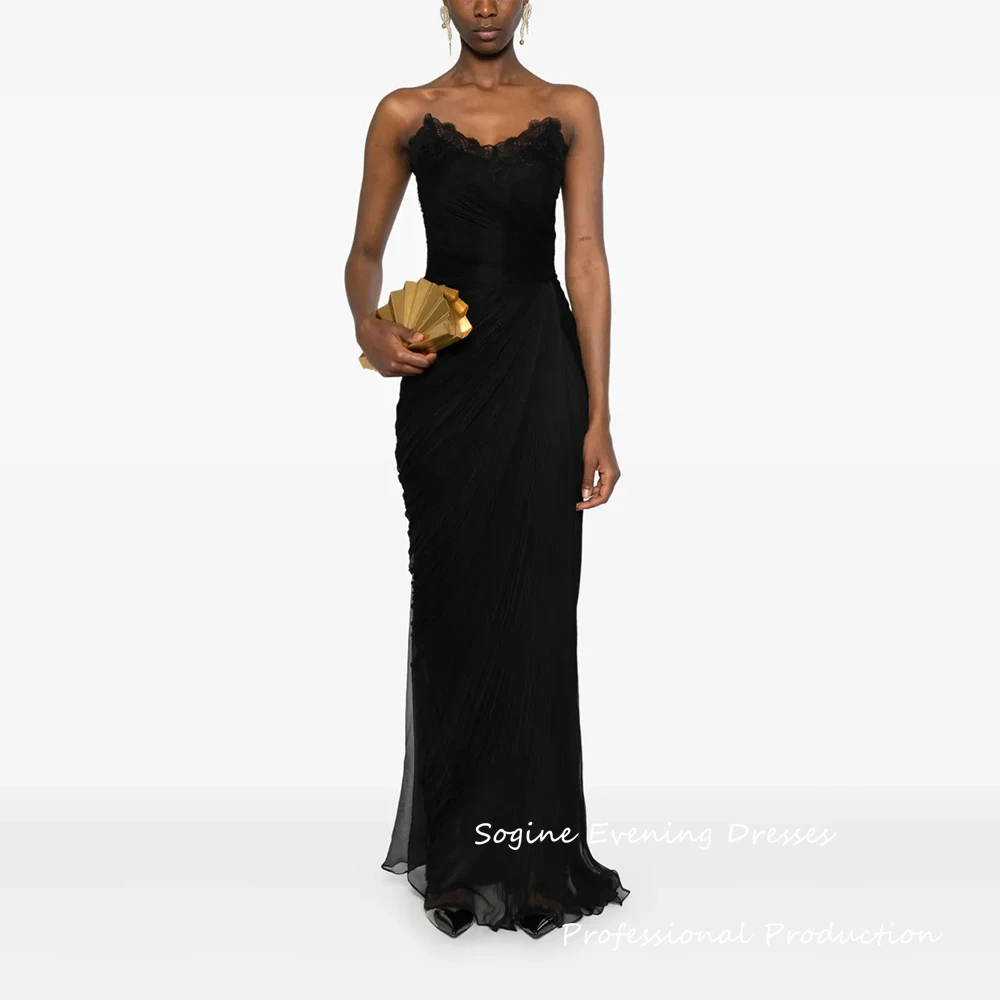 Chiffon Black Prom Dresses 2025 Strapless Sleeveless Evening Dress With Straps Mermaid Elegant Lace فساتين سهرة Long Party Gowns
Chiffon Black Prom Dresses 2025 Strapless Sleeveless Evening Dress With Straps Mermaid Elegant Lace فساتين سهرة Long Party Gowns