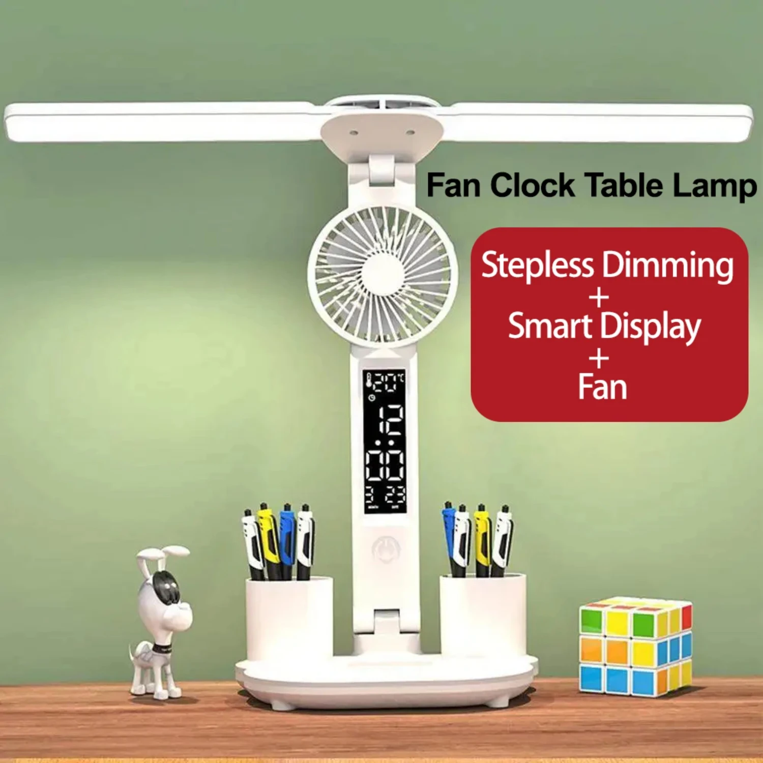 Fan Clock Desk Lamp LED Foldable Both End with Fan Smart Display Clock USB Rechargeable Desk Lamp Learning and Reading Desk Lamp
Fan Clock Desk Lamp LED Foldable Both End with Fan Smart Display Clock USB Rechargeable Desk Lamp Learning and Reading Desk Lamp