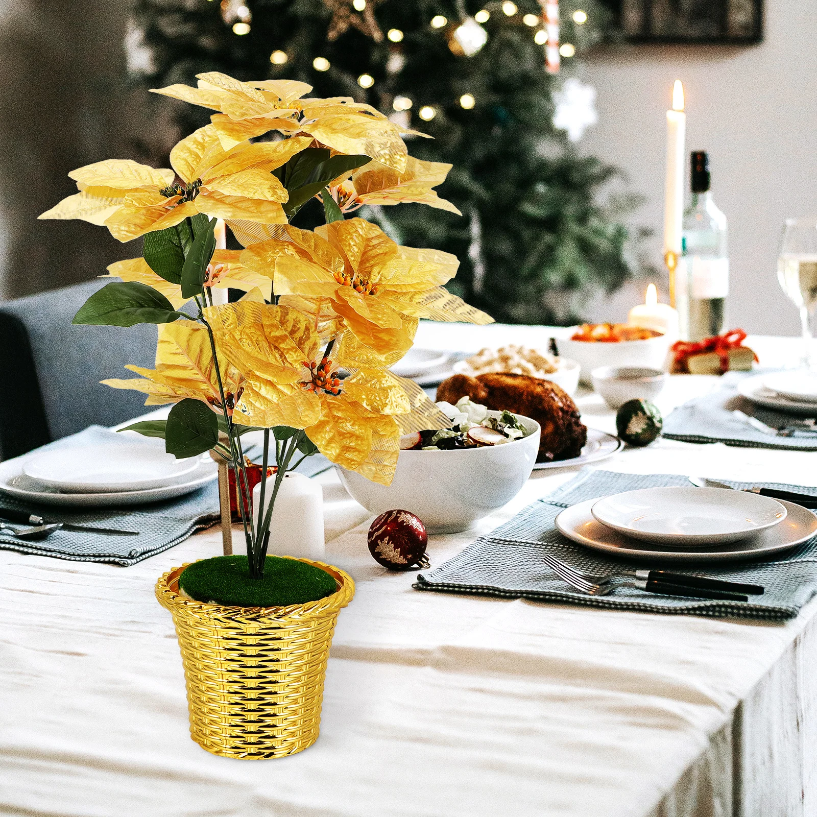 Artificial Silk Lifelike Potted Plants Xmas Style nament Christmas Poinsettia Adornment High Class Material Practical
Artificial Silk Lifelike Potted Plants Xmas Style nament Christmas Poinsettia Adornment High Class Material Practical